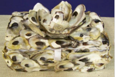Oyster Shell Box  5.5" Deep 8.5" Wide 5" Tall White Felt Lining