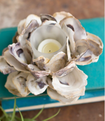 Oyster Shell Flower Votive Holder