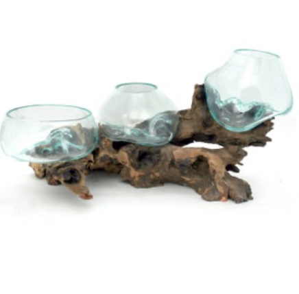 Driftwood Triple Blown Glass Vases