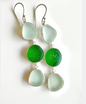 3-Stone Sea Glass Earrings – Green & Aqua