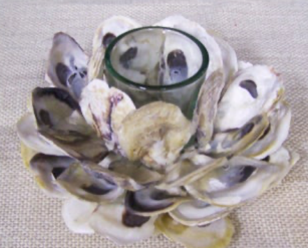 Oyster Shell Glass Candle Holder