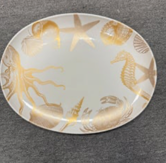 Coastal Life Gold Oval Platter