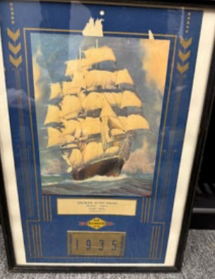 1935 Sunoco Framed Calendar - Scarce