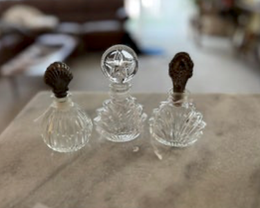 Antique Perfume Bottle Silver Top - Vintage