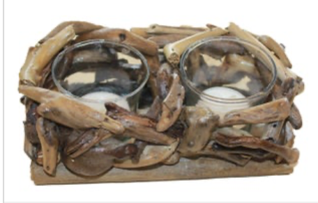 Driftwood Double Votive Candle Holder
