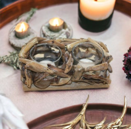 Driftwood Double Votive Candle Holder