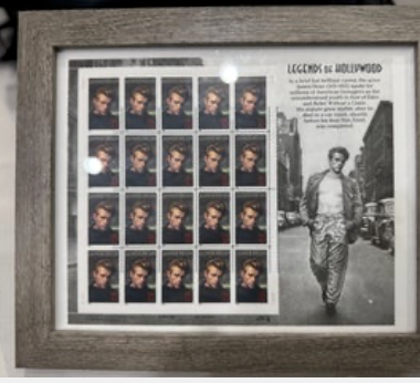 Framed James Dean Postage Stamps