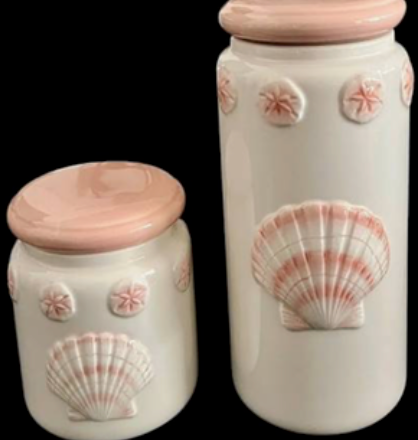 Vintage Otagiri Seashell Ceramic Canister Set