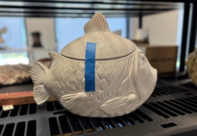 Bellini Italian Pottery Fish Design Cookie Jar