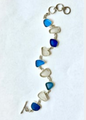 Blue and White Sea Glass Multi Bezel Bracelet by Sea Glass Gold
