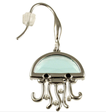Blue Glass Jellyfish With Pearl Earrings