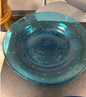 Blue Hand Blown Glass Console Bowl - Vintage