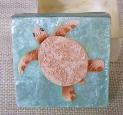 Small Turtle Painted Capiz Box