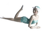 13" Aqua Polka Dot Bathing Beauty with Leg Up Figurine