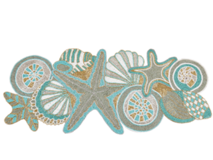 Aqua Sea Shell Beaded Table Runner