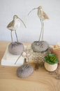 Painted Clay Shore Bird on Rock Base - Small