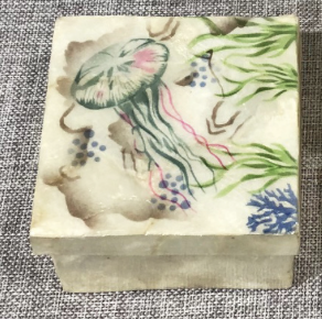 Jellyfish Painted Capiz Square Box - Large