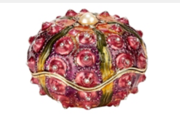 Coral Sea Urchin Bejeweled Enamel Trinket Box