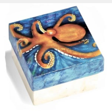 Pink Octopus Capiz Box