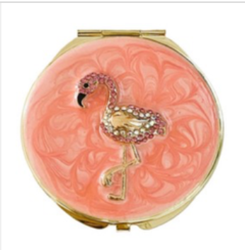 Enamel Flamingo Compact Mirror