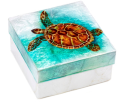 Sea Turtle Capiz Box - Large
