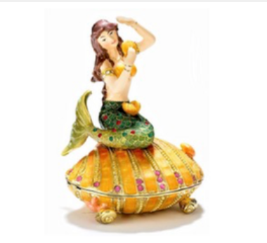 Bejeweled Mermaid on Shell Box III