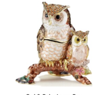 Bejeweled Owl & Baby Box - Large