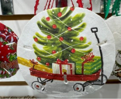 Sand Dollar Christmas Tree & Wagon Ornament