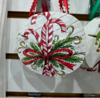 Sand Dollar Candy Cane & Wreath Christmas Ornament
