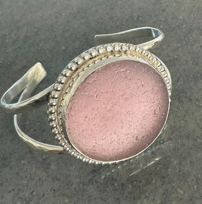 Pink/Purple Sea Glass Statement Cuff by Sea Glass Gold