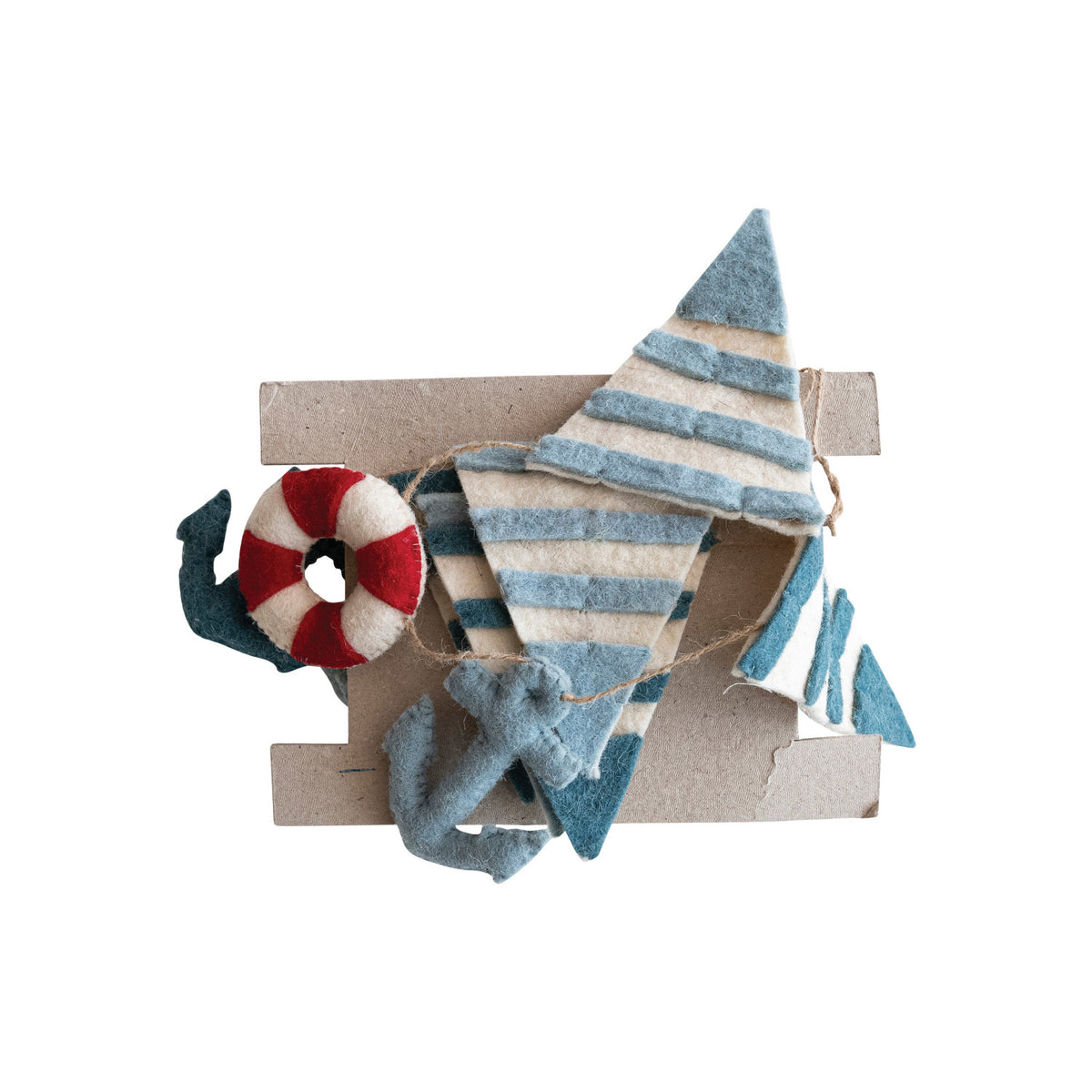 Handmade Wool Felt Scalloped Pennant Garland, Multi Color