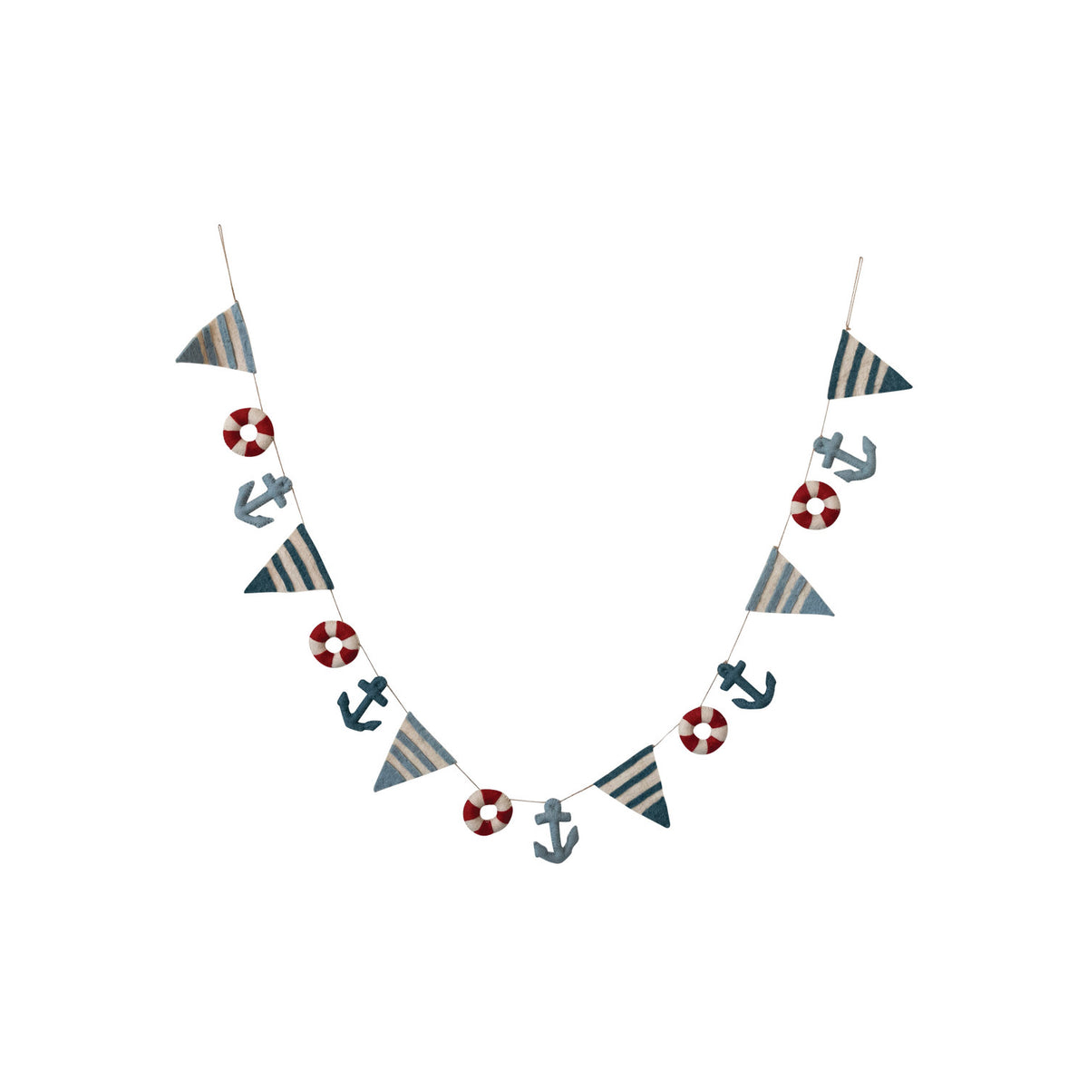 Handmade Wool Felt Scalloped Pennant Garland, Multi Color