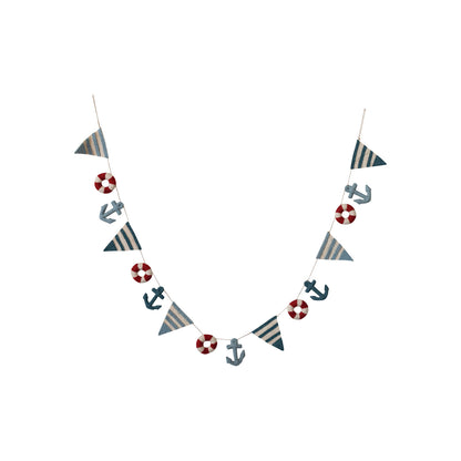 Handmade Wool Felt Scalloped Pennant Garland, Multi Color