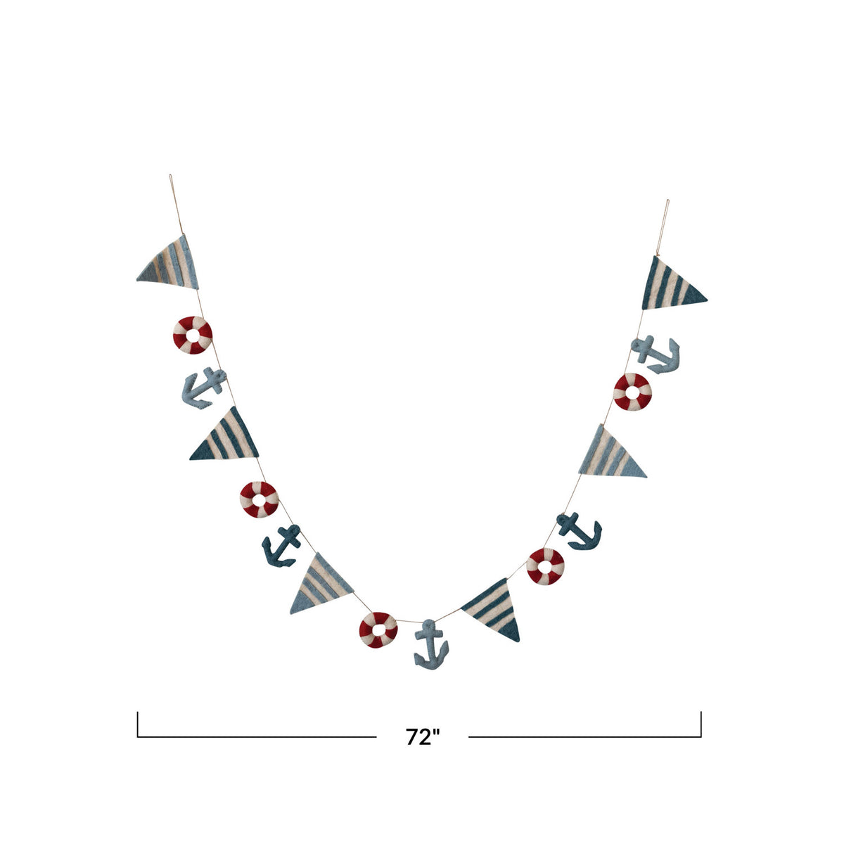 Handmade Wool Felt Scalloped Pennant Garland, Multi Color