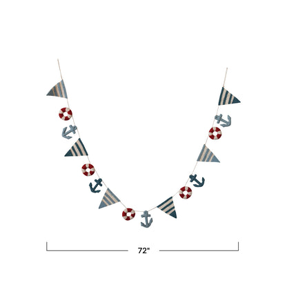 Handmade Wool Felt Scalloped Pennant Garland, Multi Color