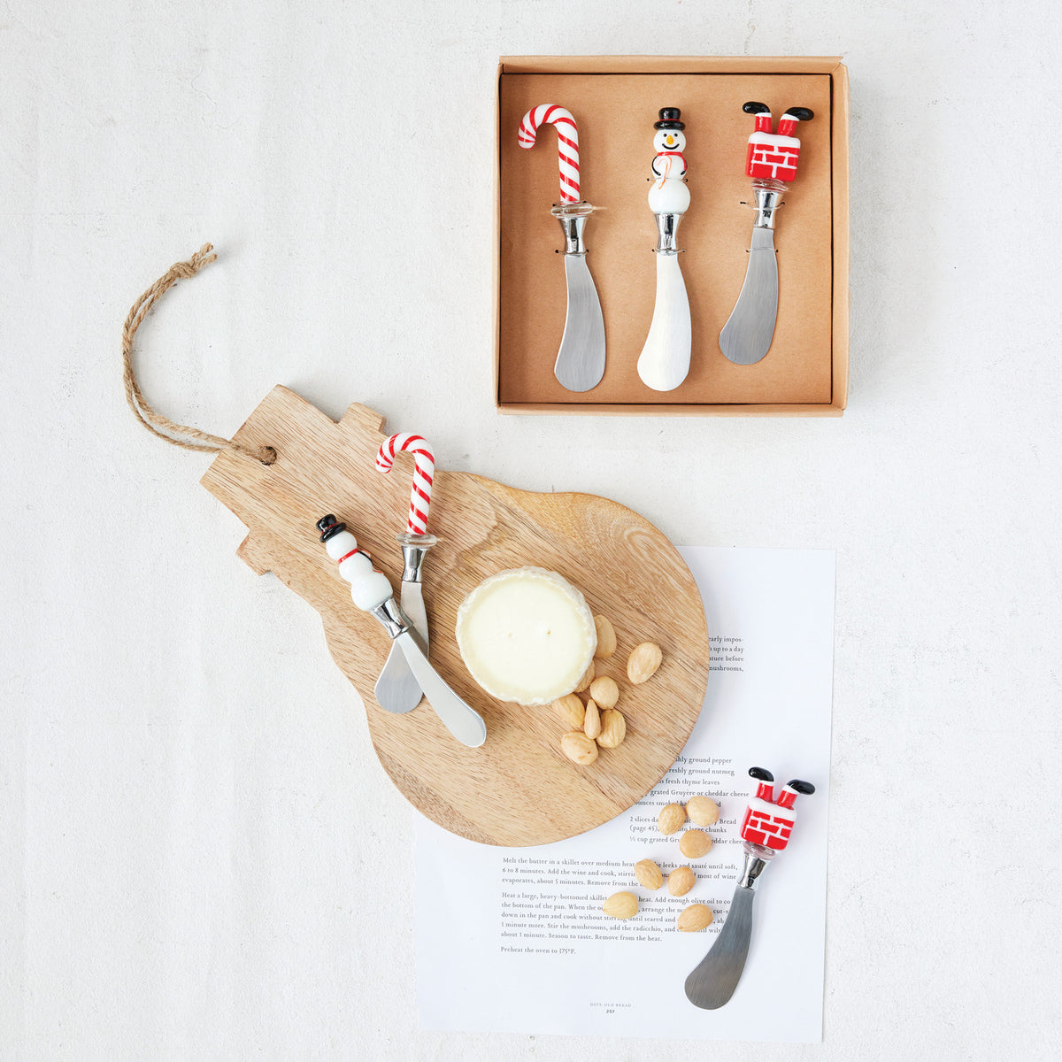 Canape Knives with Glass Holiday Icon Handle